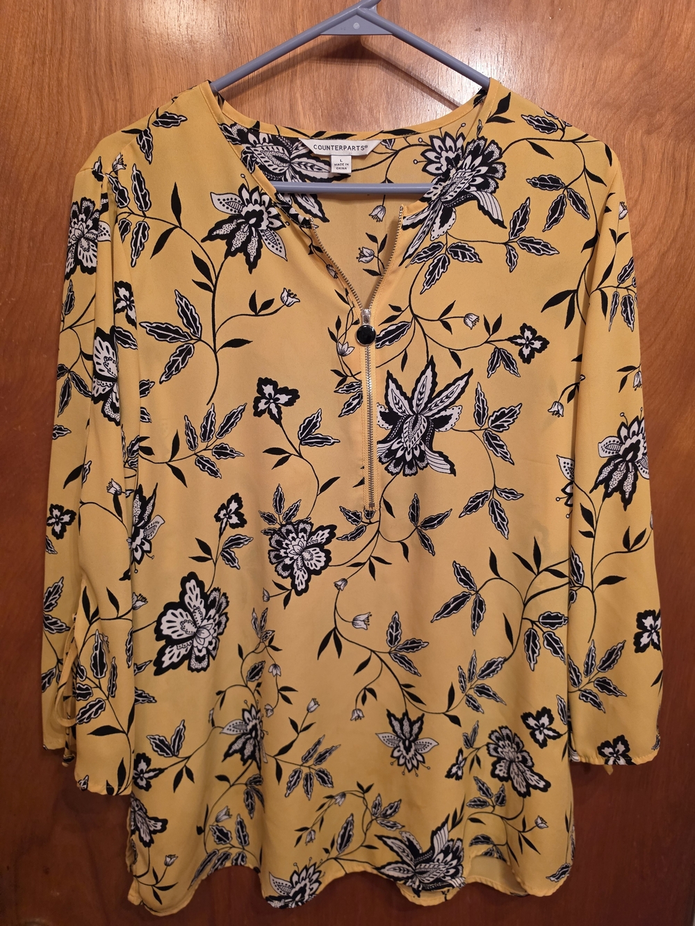 Counterparts Mustard Yellow Floral Zip-Front Tunic